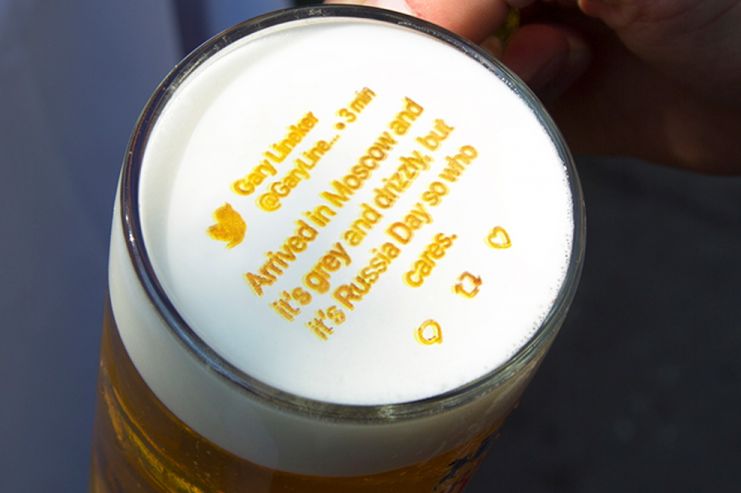 Шведская пивоварня будет печатать твиты о ЧМ-2018 на пивной пене